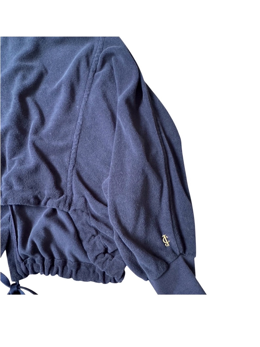 Vintage JUICY COUTURE Terry Cloth Track Jacket Silver J-Zip Navy Blue Small Y2K - Picture 8 of 8